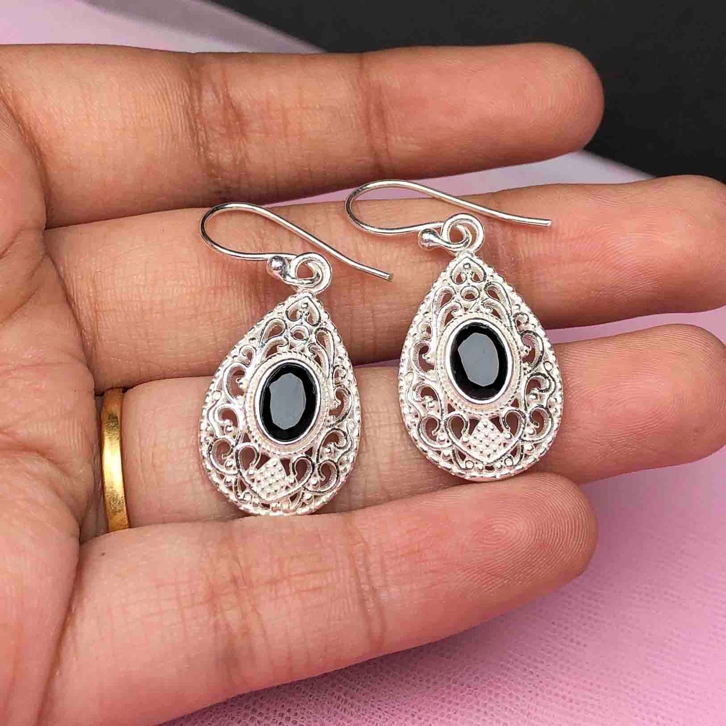 Black Spinel Earrings