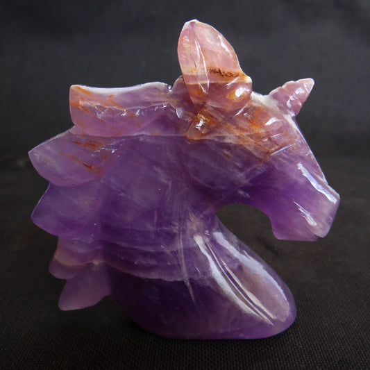 Amethyst UnicornHead Carved Gemstone Carving