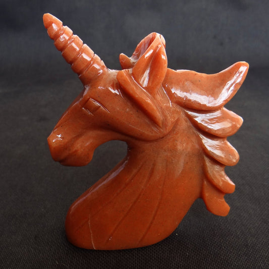 Brown Jasper Unicorn Head Carved Gemstone Carving