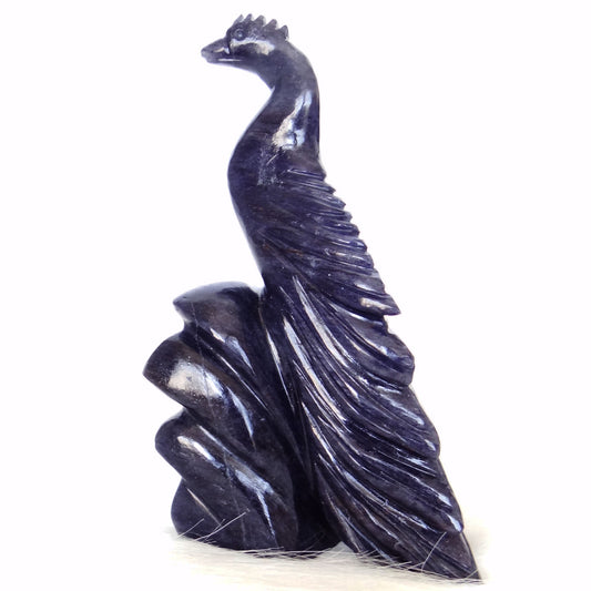 Iolite Peacock Carved Gemstone Carving