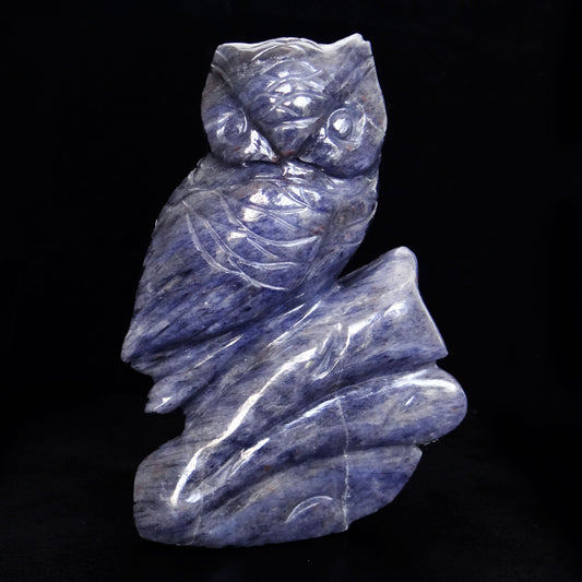 Iolite Owl Carved Gemstone Carving