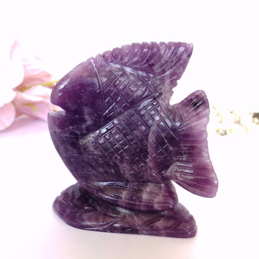 Amethyst Fish Carved Gemstone Carving