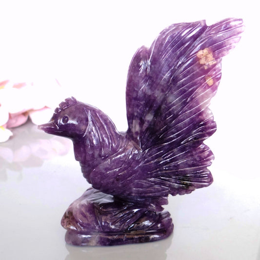 Amethyst Hen Carved Gemstone Carving