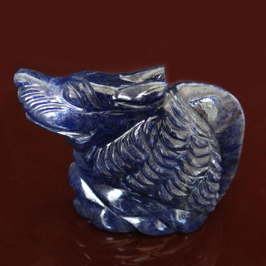 Iolite Wolf Carved Gemstone Carving