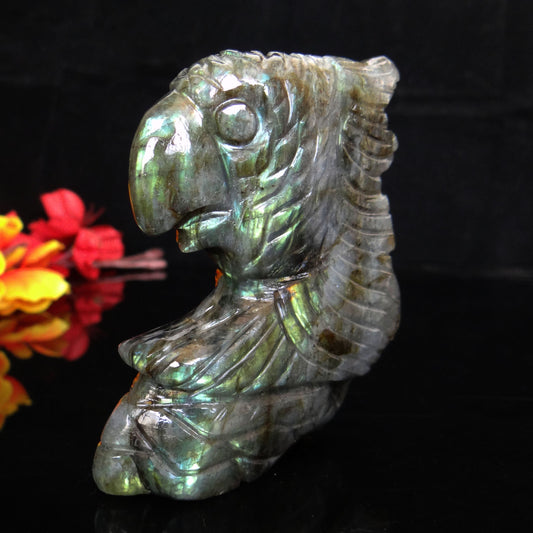 Green Flash Labradorite Eagle Carved Gemstone Carving