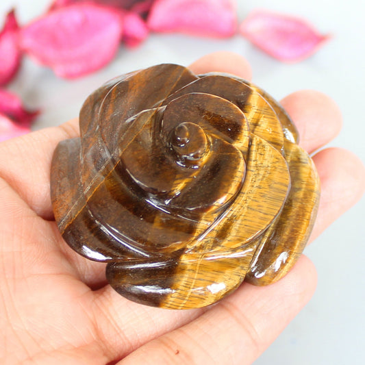 Amazing Tiger Eye Rose Carving