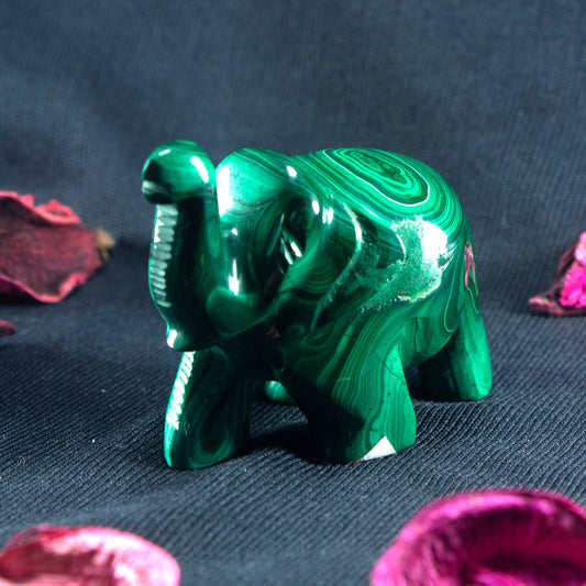 Green Malachite Elephant Carved Gemstone Carving