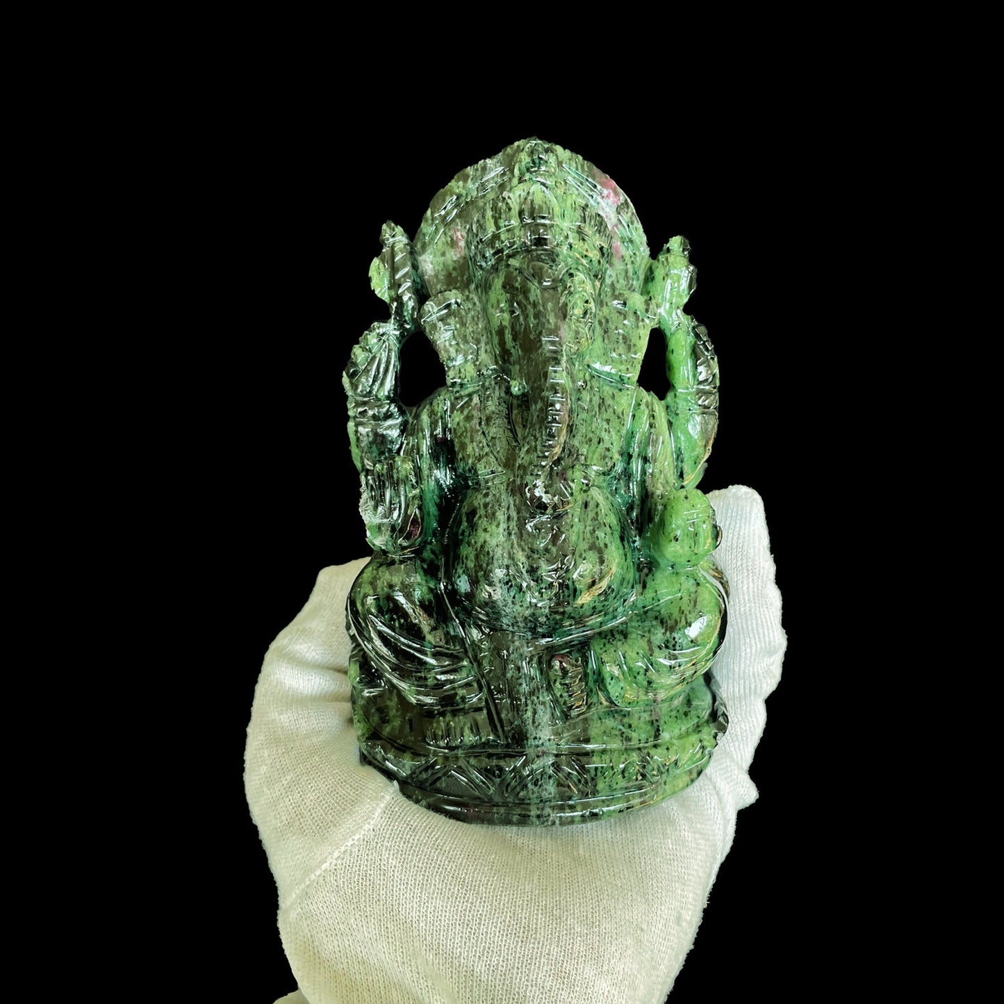 Ruby Ziosite Lord Ganesha Carving