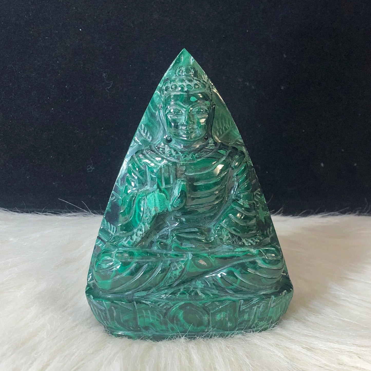 Green Malachite Buddha Carving