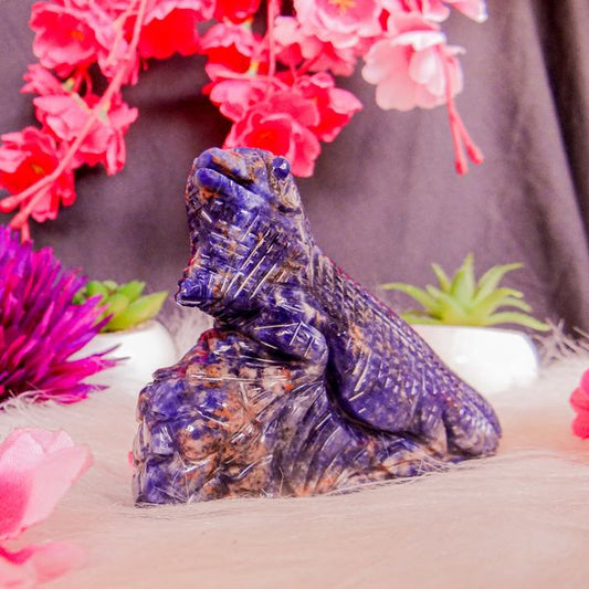 Blue Sodalite Crocodile Carving