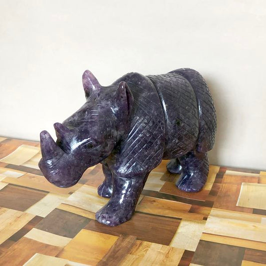 Purple Amethyst Rhinoceros Carving