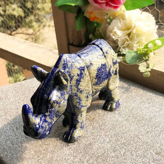 Blue Lapiz Lazuli Rhinoceros Carving