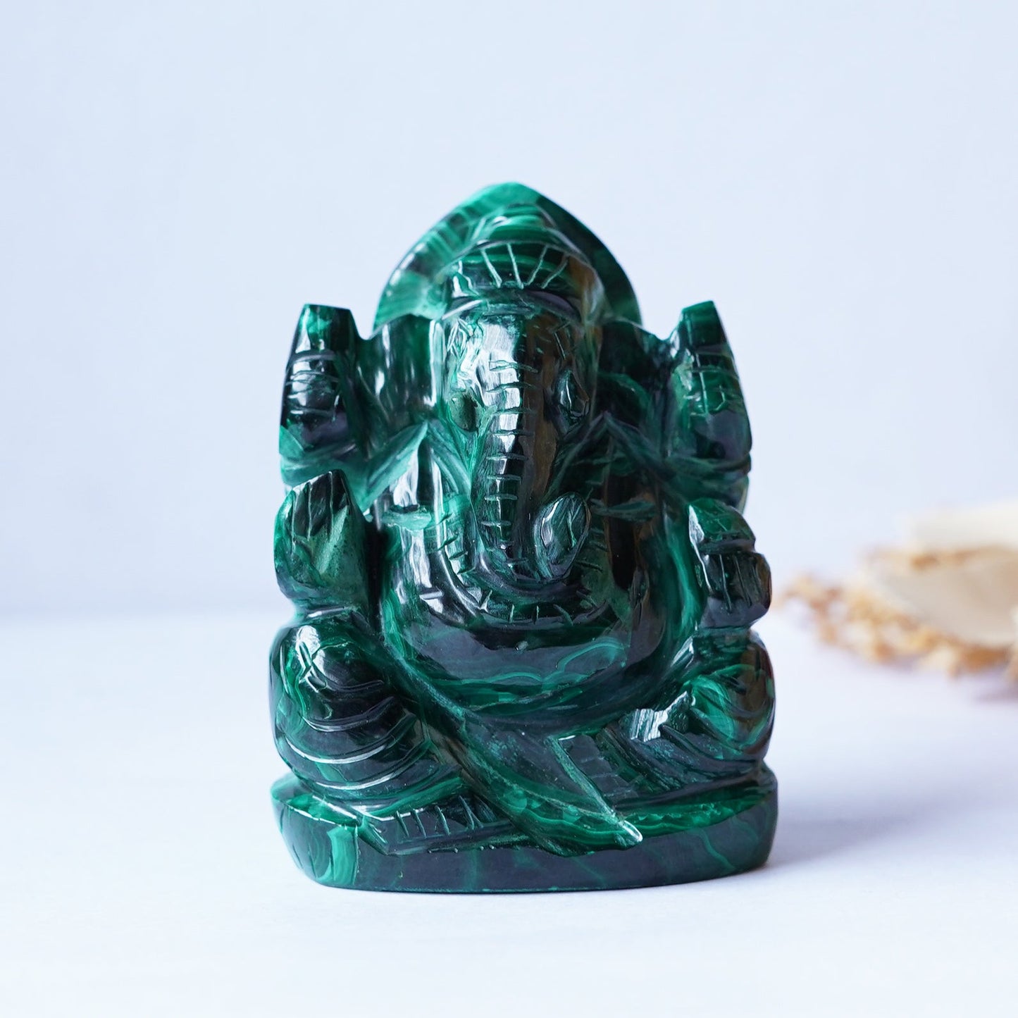 Green Malachite GANESHA Carving