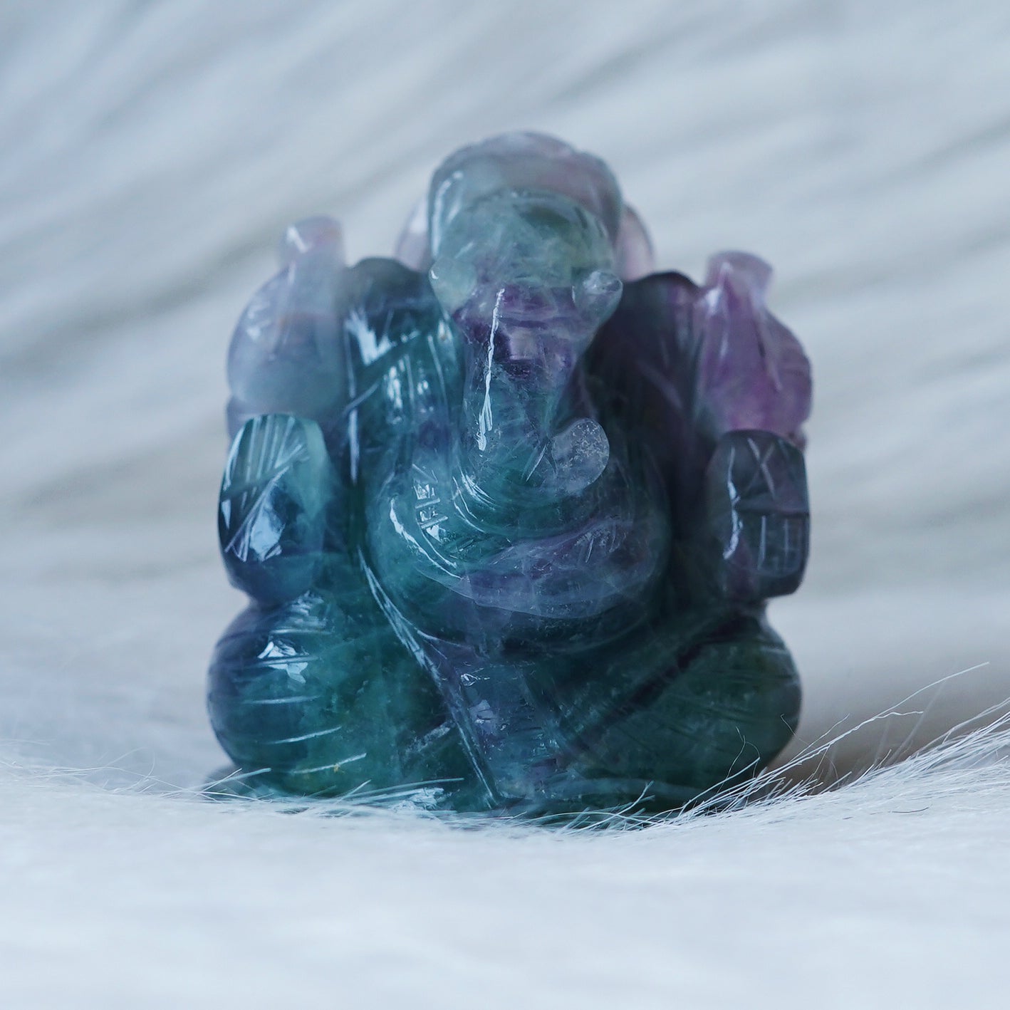 Purple Fluorite GANESHA Carving