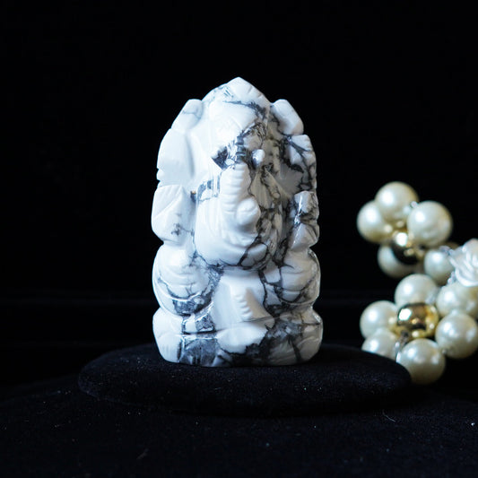 White Howlite Lord Ganesha Carving