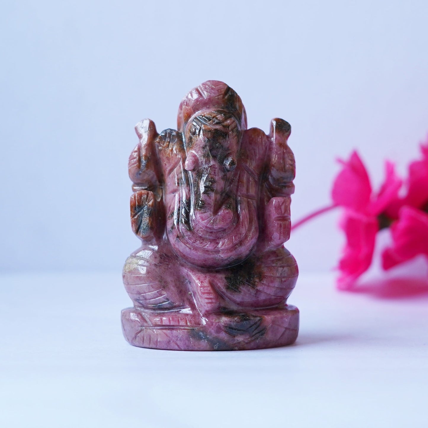 Pink Rhodonite Lord Ganesha Carving