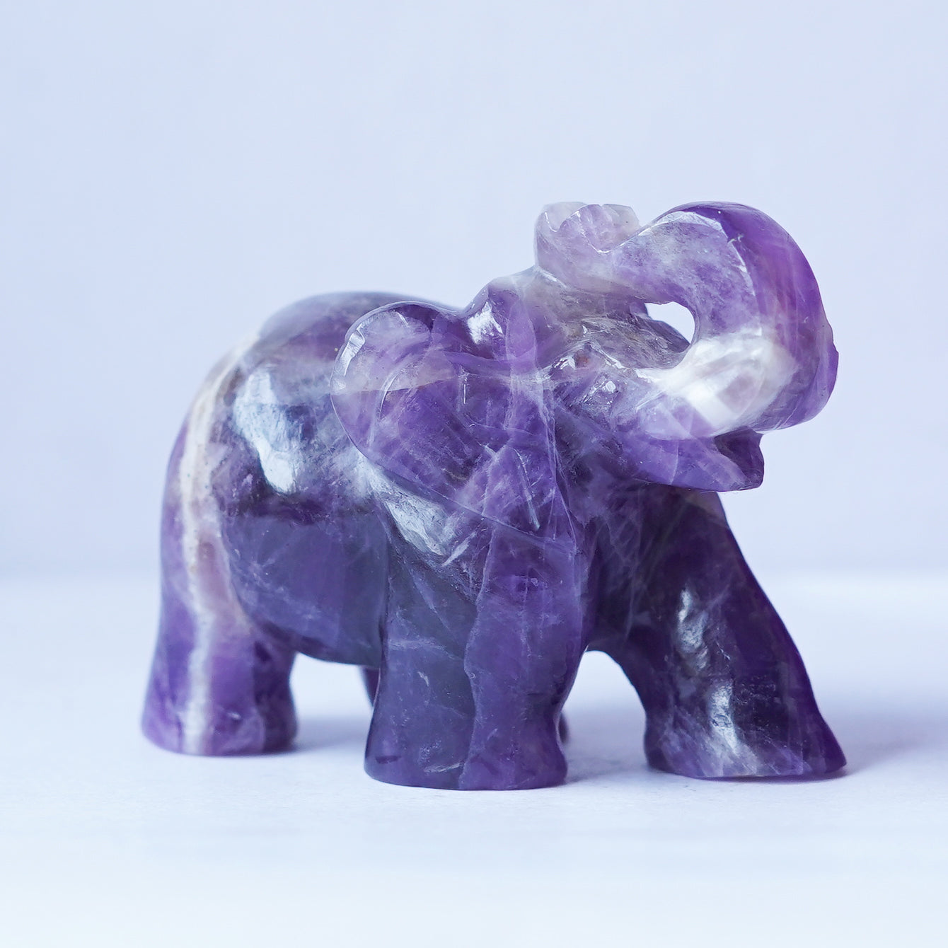 Purple Amethyst Elephant Carving