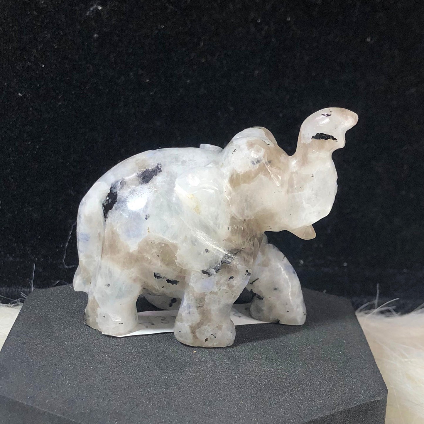 White Moonstone Elephant Carving