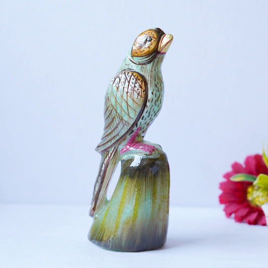 Green Jasper Printed Bird Carving