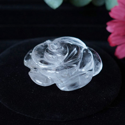 Elegant White Clear Quartz Rose Carving