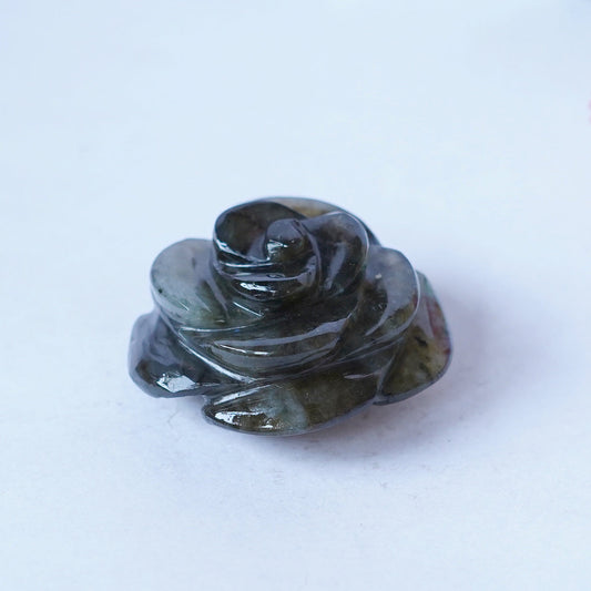 Glazed Blue Labradorite Rose Carving