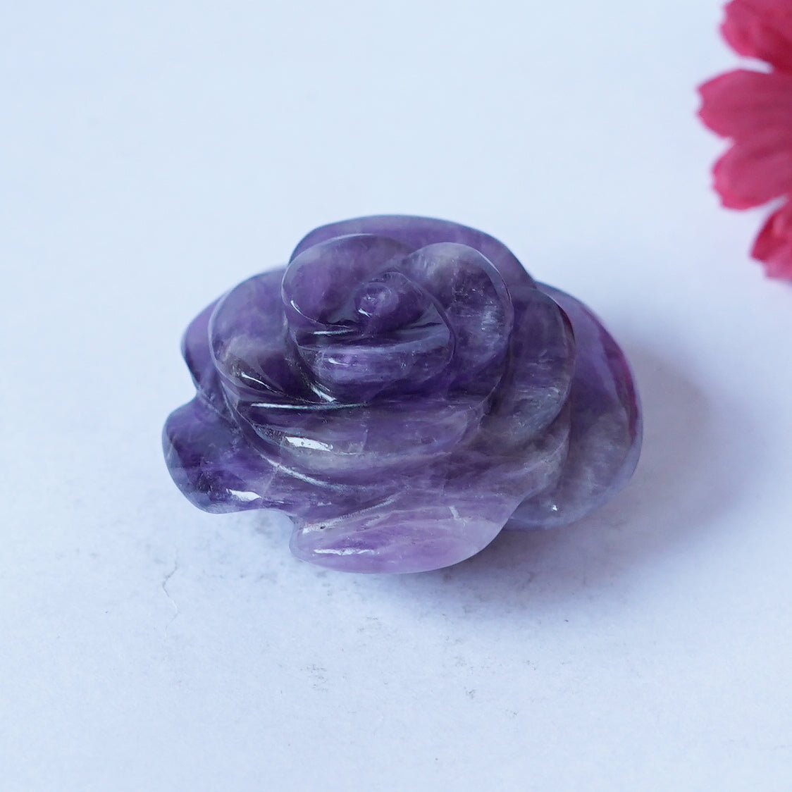 Elegant Purple Ametrine Rose Carving