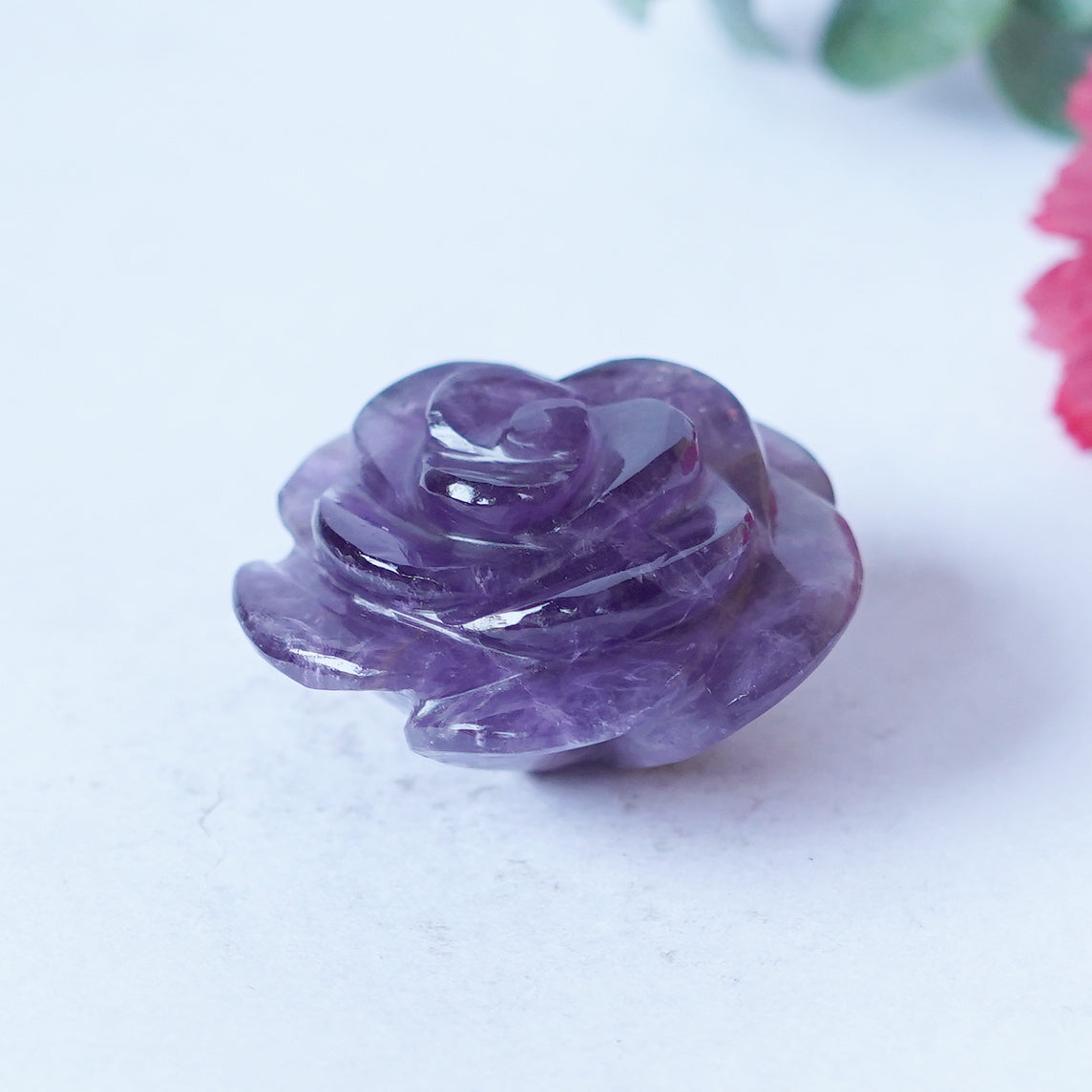 Superb Purple Amethyst Rose Carving