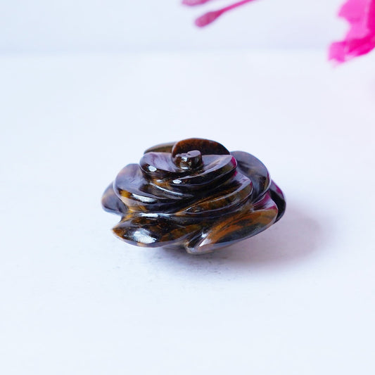 Charming Brown Tigereye Rose Carving