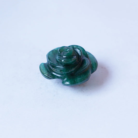 Glazed Green Aventurine Rose Carving