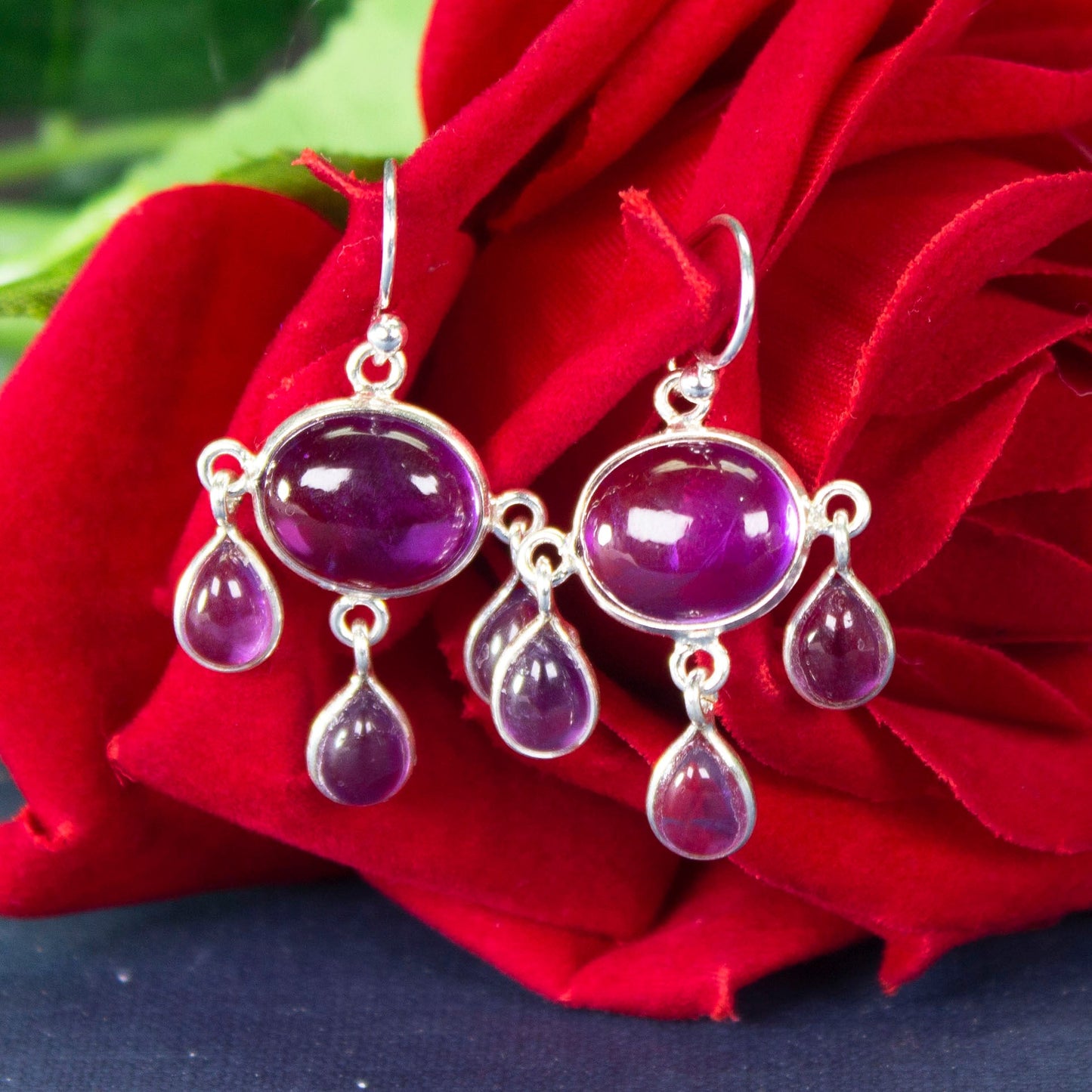 Amazing Purple Amethyst Sterling Silver Earring