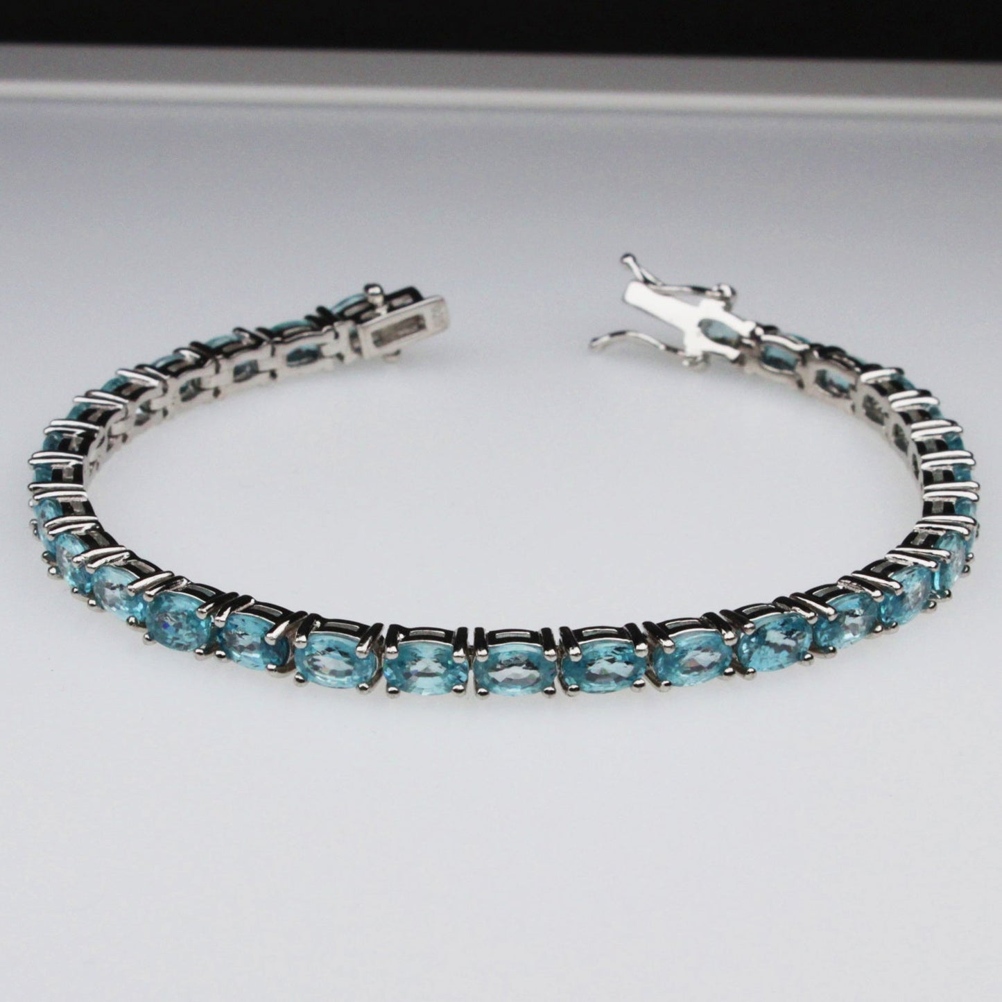 Amazing Blue Zircon Sterling Silver Bracelet