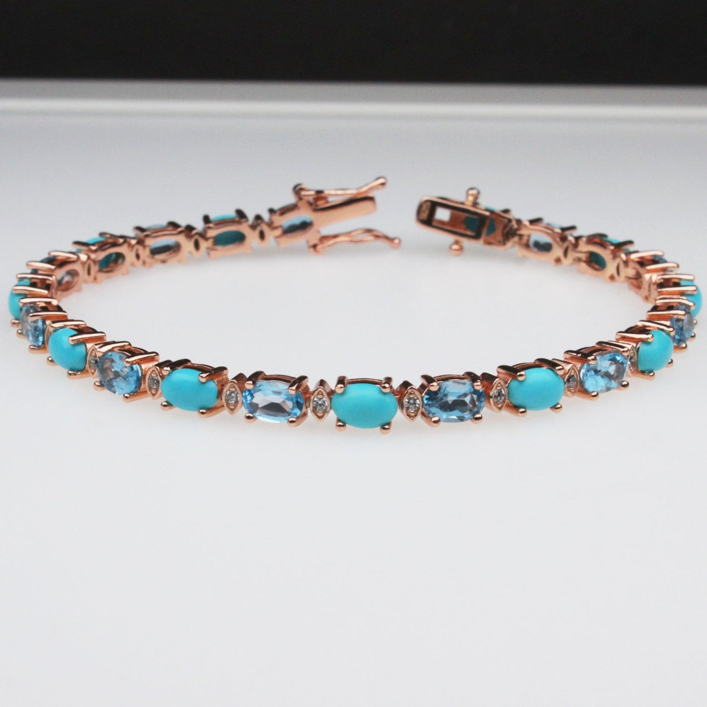 Elegant Blue Turquoise Topaz Sterling Silver Bracelet