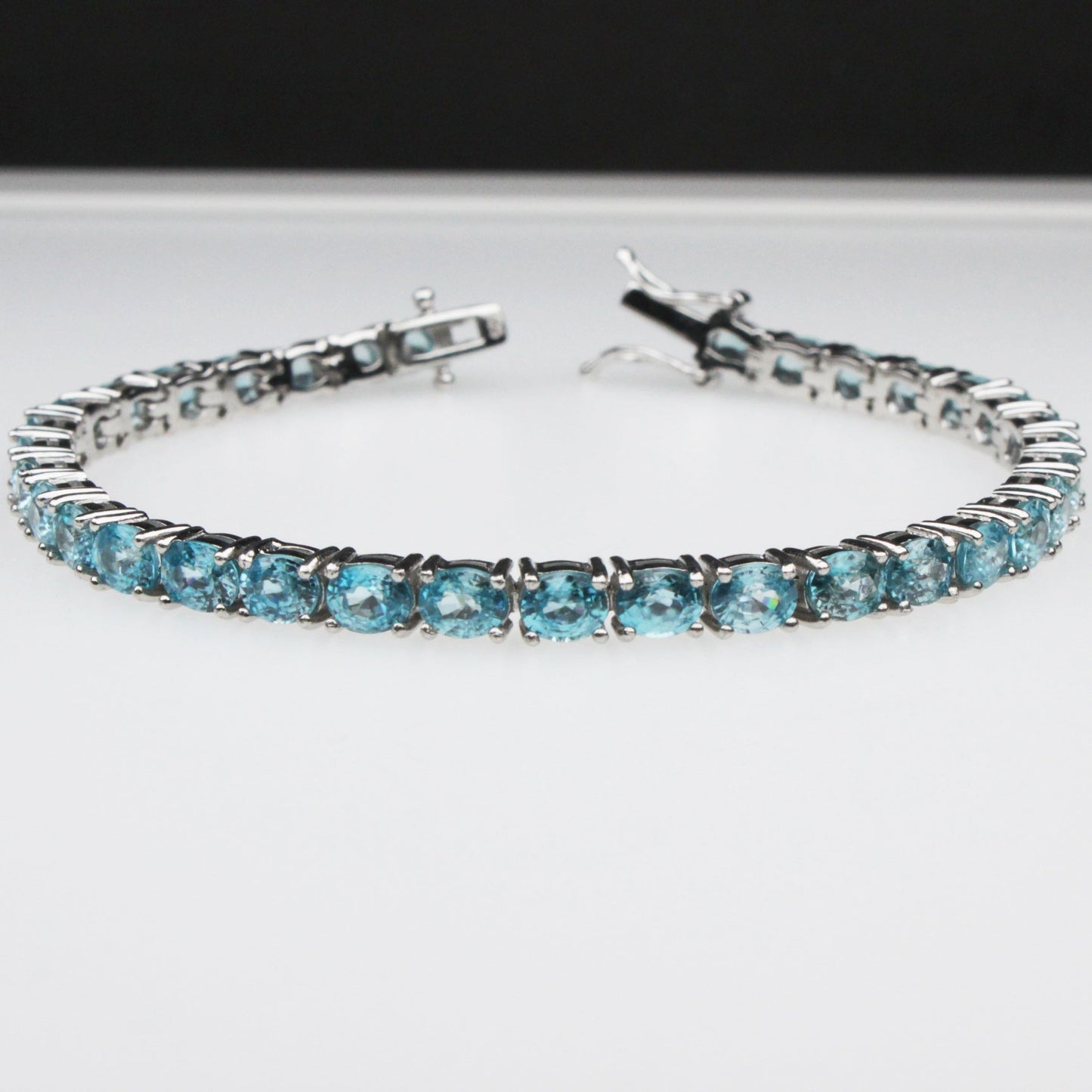 One of a kind Blue Zircon Sterling Silver Bracelet