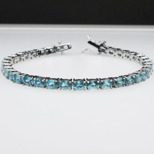 One of a kind Blue Zircon Sterling Silver Bracelet