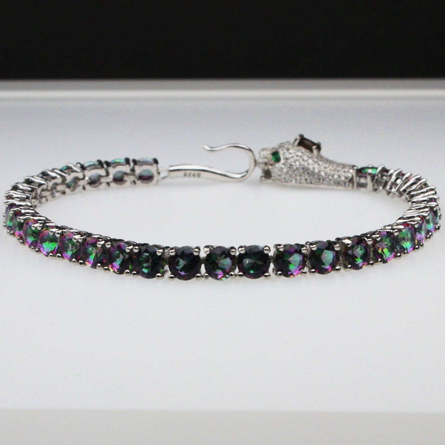 Impressive Blue Mystic Topaz Sterling Silver Bracelet