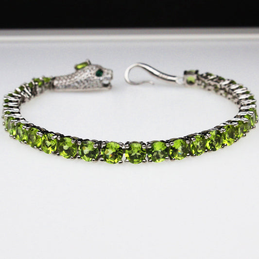 Gorgeous Green Peridot Sterling Silver Bracelet