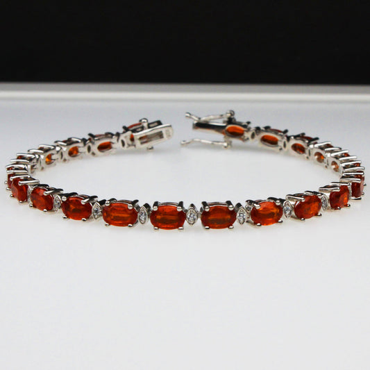 Wonderful Orange Mexican Opal Sterling Silver Bracelet