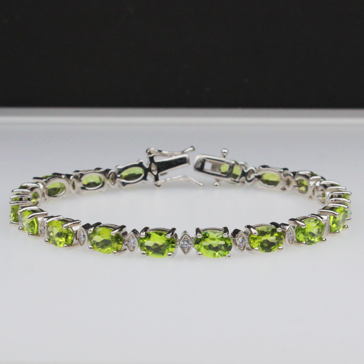 Elegant Green Peridot Sterling Silver Bracelet