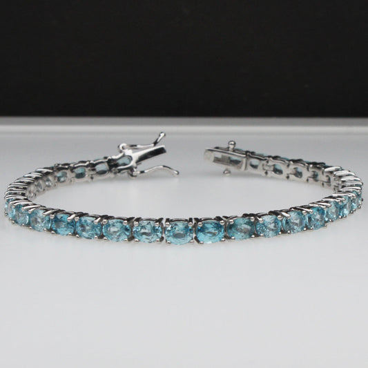 Wonderful Blue Zircon Sterling Silver Bracelet