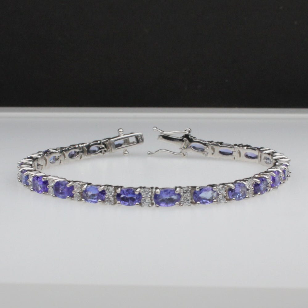 Wonderful Blue Tanzanite Sterling Silver Bracelet