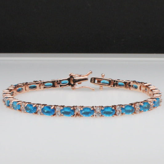 Wonderful Blue Swiss Topaz Sterling Silver Bracelet