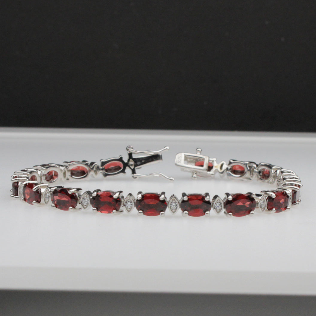 One of a kind Red Garnet Sterling Silver Bracelet