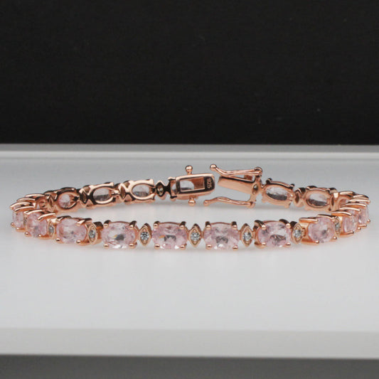 Wonderful Pink Morganite with Rose Gold Finish Sterling Silver Bracelet