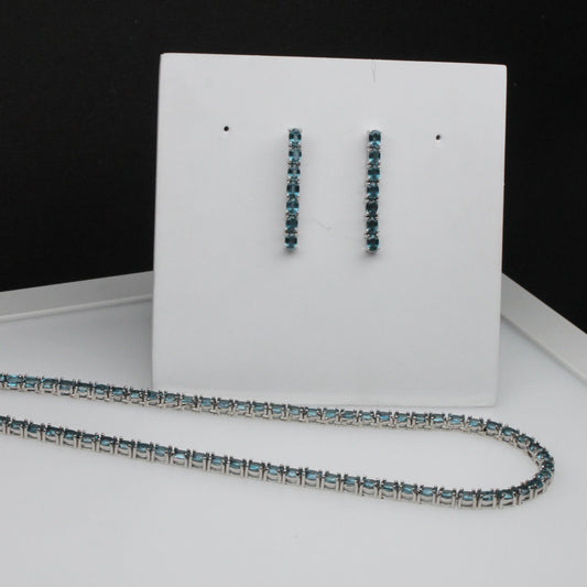 Gorgeous Indigo Kyanite Sterling Silver Necklace Earrings Set