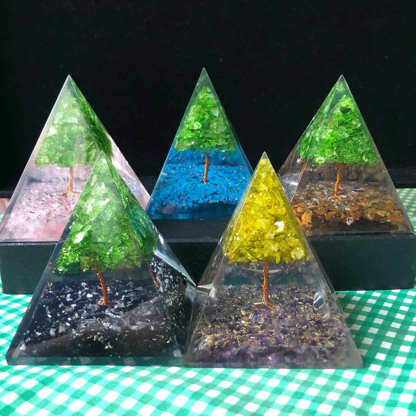 Orgone Tree of Life Gemstone Handmade Pyramid