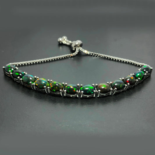 Awesome Black Opal Sterling Silver Bracelet