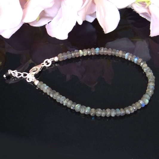 Gorgeous Blue Flash Labradorite Sterling Silver Bracelet