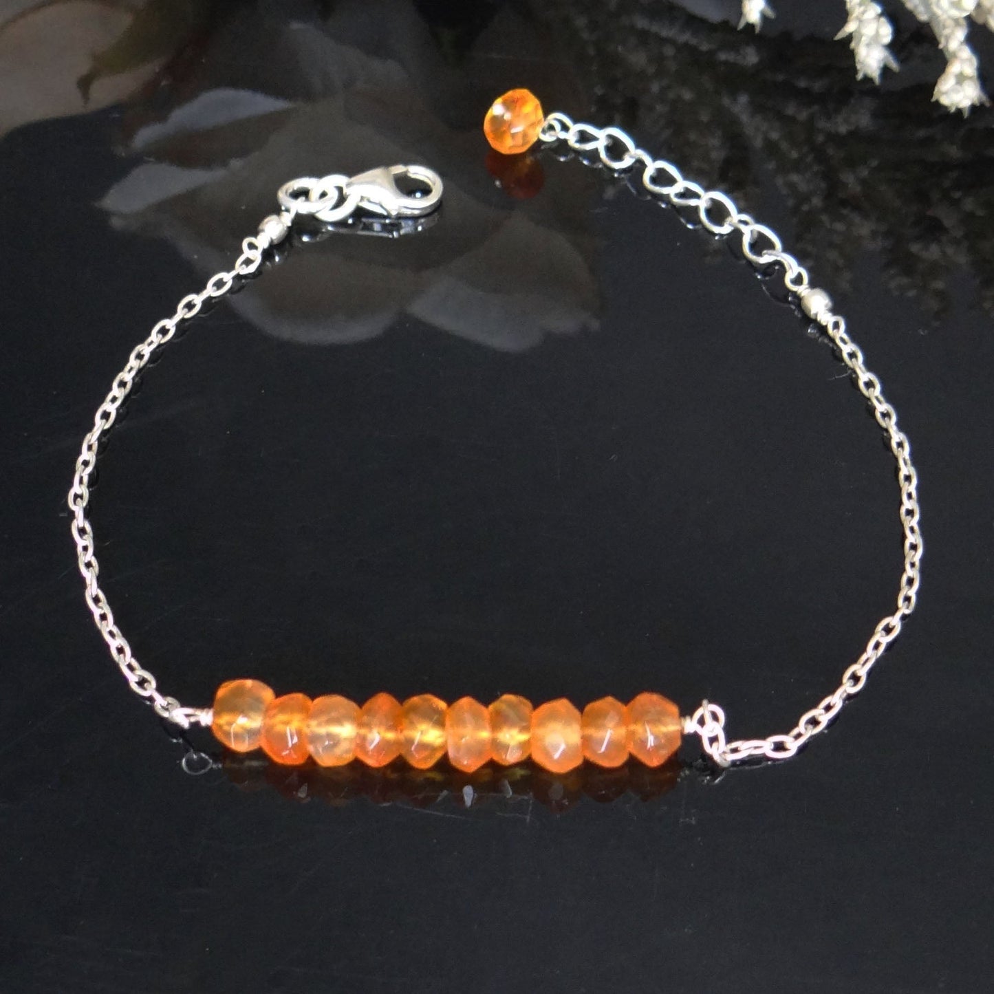 Top Grade Orange Carnelian Sterling Silver Bracelet