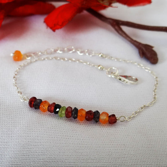 Awesome Red Garnet, Peridot, Iolite & Citrine Sterling Silver Bracelet