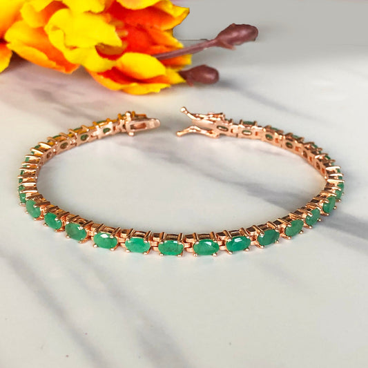 Elegant Emerald Sterling Silver Bracelet